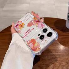 1 pezzo Custodia per telefono con porta carte, design floreale minimalista e slogan, compatibile con serie 17, 11/12/12 Pro, 13/14/15, 13 Pro/14 Pro/15 Pro, anti-caduta 12 Pro Max/13 Pro Max/14 Pro Max/15 Pro Max, custodia morbida 16/16 Pro/16 Pro Max