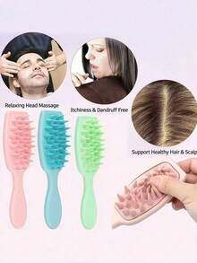 Shampoo Brush Scalp Massager Comb,Scalp Massaging Hair Comb For Wet & Dry Hair, Gentle Rubber Bristles, ABS Plastic Handle, Silicone Hair Scrubber With Long Handle For Hair Growth And Dandruff Removal, For Home Use Hair Brush Comb ,Hair Styling Tools ,Hair Styling Kit