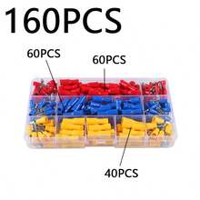 160 piezas Kit de conectores de bala 22-10AWG con núcleo de latón aislado en PVC, conectores macho y hembra de bala, para conexión de cables de equipos industriales, audio automotriz, uso conveniente y confiable