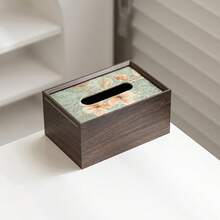 北欧风格木质纸巾盒，带亚克力盖，条纹图案，适合家庭和餐厅使用，可用作餐巾纸盒或桌面收纳盒