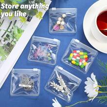10pcs Reusable Japanese Medication Bags, Transparent Ziplock Plastic Pouches For Travel Medicine Storage, With Sliding Locks; Also Includes Japanese Jewelry Storage Roll - Reusable Zippered Jewelry Organizer Bag, Suitable For Daily And Travel Use - Clear - View 2