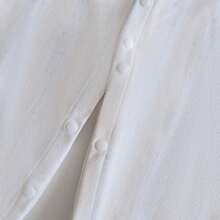 新生儿条纹简约英文字母刺绣前扣连体衣，婴儿长袖连体衣 - 杏色 - 查看 9