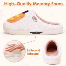 Cozy Plush Halloween Pumpkin Slippers, Non-Slip Fluffy Design - Pumpkin Cat - View 6