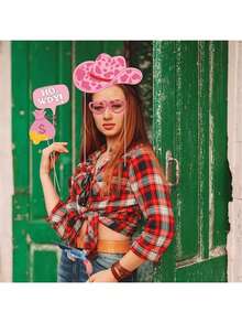 1 Set Western Style Denim Photo Prop Set, Cowgirl Western Party Decorations & Photo Booth Props, Suitable For Wild West Themed Party