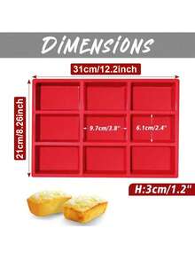 1 件 9 腔红色矩形面包烤盘、硅胶模具、蛋糕模具、硅胶模具、厨房配件、蛋糕模具、不粘耐热、圣诞派对烘焙工具、DIY 面包糕点制作 - 彩色 - 查看 2