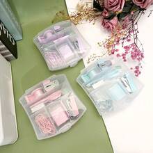 1 件马卡龙办公桌办公文具套装、订书机、胶带座、剪刀、打孔器