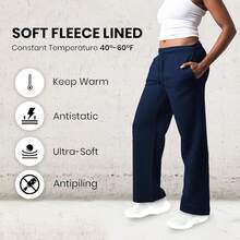 3 Pack Women's Wide Leg Sweatpants Workout And Yoga (Plus Sizes Available) ZQZF - Black / Navy / Lt. Heather Grey - View 7