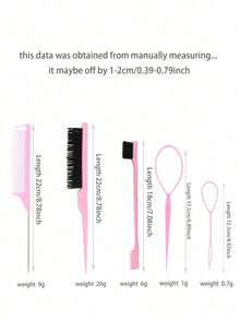 6件套粉色美发造型工具套装 - 尖尾梳、蓬松梳、2件法式编发工具，适用于编发和DIY发型，美发沙龙、美容旅行必备、返校季、度假必备、女士发饰、旅行必备、发型、美发、头发、旅行、美发产品、美发工具、美发用品、理发师、理发师配件、理发店、美发设备 - 粉色 - 查看 10