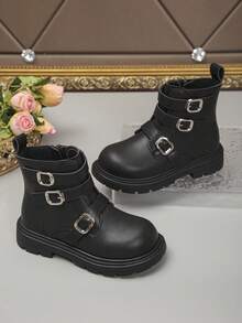 1 par de botas de moda lindas para niños y niñas, botas cálidas para exteriores, botas casuales para niños pequeños, botas para todas las estaciones
