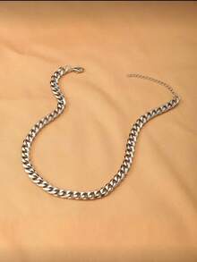 1pc Solid Color Vintage Style Chain Necklace, Suitable For Daily Wear