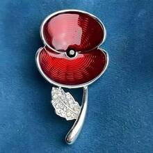 Strass-Kristall-Diamant-Mohn-Blumen-Brosche, Anstecknadel für den Remembrance Day in Großbritannien, Weihnachtsgeschenk