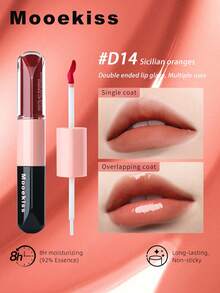 Mooekiss Dual-Effect Lip Gloss #D14 Sicily Orange Dual-Ended Lip Gloss, Multi-Purpose