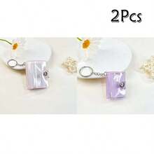 16pcs 1-Inch Glitter White Mini Photo Album Keychain, Minimalist & Elegant Student ID/Card Holder Photo Album - Clear - View 25