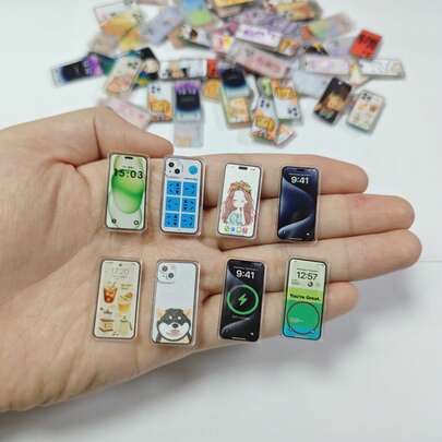 20 ชิ้น โมเดลโทรศัพท์ขนาดเล็ก, โมเดลโทรศัพท์การ์ตูนน่ารัก, ของตกแต่งบ้านของเล่นสมจริง, วัสดุอะคริลิค, โมเดลโทรศัพท์ขนาดเล็กสมจริง, อุปกรณ์เสริมบ้านตุ๊