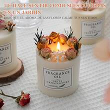 Vela aromáticas decorativa,velas Aromáticas de Flores Secas,veladoras aromaticas con caja de regalo y espaciadores,Cera de Soja 100% Pura,detalles para regalar a mujer,regalo de cumpleaños - Campánula - Ver 4