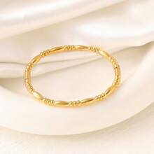 1pc Minimalist Vintage Spherical Bamboo Knot Stainless Steel Gold Bracelet, Women's Everyday Accessory, Gift For Girls, Ladies, Relatives, Friends, Birthday, Valentine's Day