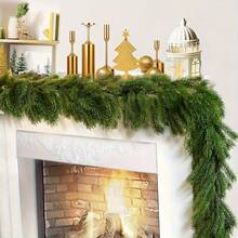 1/2 件 180 厘米圣诞诺福克松木花环 - 绿色人造真实触感雪松，配以栩栩如生的松针，耐候持久的节日装饰，适用于壁炉架、桌子和楼梯栏杆、室内/室外圣诞节装饰、圣诞树的节日花环、感恩节和节日中心装饰 - 綠色 - 查看 2