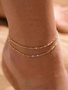 Gold Anklets For Women,14k Gold Plated Ankle Bracelets For Women Waterproof Satellite Anklet Set Gold Dainty Beaded Anklets For Women Cute Beach Anklet Gold Summer Jewelry For Women
