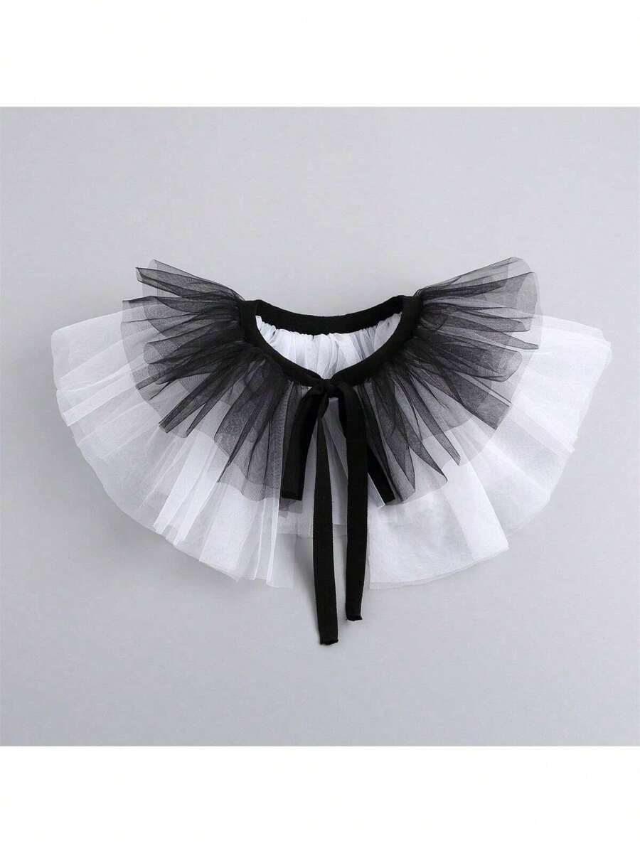1pc Women's Exaggerated Clown Ruffled Multi-Layer Mesh False Collar - Multicolor - View 1