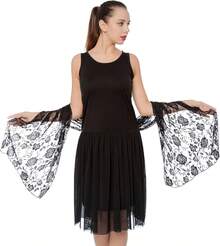 Women's Lace Shawls And Wraps For Formal Evening Party Dress,Bride Bridesmaid Shawl Veil For Wedding - 黑色 - 查看 2