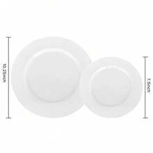 50/25/7/1pc White Solid Color Plates, Food Trays, Fruit Salad Plates, Dinner Plates, Dishwasher Reusable Salad Tableware, Suitable For Wedding Decor, Christmas Decor, Birthday Party, Family Gathering, Outdoor Team Building, School, Restaurant And Kitchen Party Supplies, Household & School Seasonal Gifts