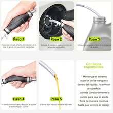 Bomba de Sifón de Gasolina, Bomba Manual de Transferencia de Combustible de Alto Flujo para Gasolina, Agua, Aceite,, con 2 Mangueras de PVC Premium - 1 - Ver 5