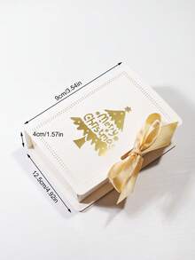 5pcs Christmas Tree Gift Box With Ribbon, Book Style Favor Box For Holiday Candy, Cookies, Chocolates, Elegant Merry Christmas Packaging, Design, Perfect For Xmas Party, Wedding, Family Celebration, Gift Wrapping - 12.7X9X4cm - View 13