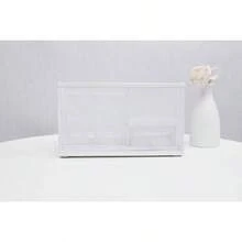 Organizador de escritorio de malla con compartimentos+ cajnorganizador de escritorio para caramelosbolgrafos, organizador multifuncional Blanco - Blanco - Ver 10