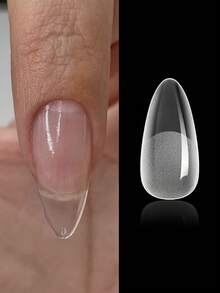 240片预成型杏仁形哑光亚克力美甲贴纸，全覆盖凝胶美甲贴纸，方形透明凝胶按压式假指甲，适用于美甲延长和居家DIY美甲