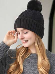 Casual Leopard Patchwork Fuzzy Thick Knitted Beanie Hat (Slight Color And Puff Variation May Occur Due To Batches) - Multicolor - View 9