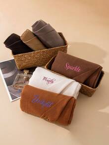 1pc Personalized Embroidered Cashmere Scarf For Women, Soft & Comfortable Solid Color Scarf, Mid-Length Shawl Wrap Warm Neck Gaiter, Suitable For Daily Wear, Gift For Family & Friends, Ideal For Christmas, Halloween - Multicolor - View 2
