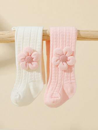 2 件套女孩纯色心形和花朵紧身裤，适合生日、节日和日常穿着