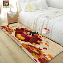 1 pieza Felpudo antideslizante con diseño de pavo de otoño de Acción de Gracias, felpudo antideslizante de fibra súper, adecuado para decoración de fiestas festivas, cocina, baño, comedor, dormitorio, puede ser un regalo de Acción de Gracias