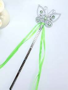 1件全新绿色莲花皇冠、蝴蝶魔杖、公主皇冠、雪花魔杖、公主裙配饰、皇冠头饰、公主魔法棒、权杖、蝴蝶魔杖、仙女棒、发箍、表演配饰 - 彩色 - 查看 1