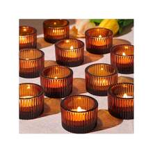 4/5/10/15 Candle Holders Set, 5.5cmX3.5cm Small Glass Tea Light Votive Candle Holders (Candles Not Included), Very Suitable For Wedding Table Center Decorations And Halloween, Christmas Holiday Parties, Birthday Parties, Home Decoration, Room Decoration, Etc.
