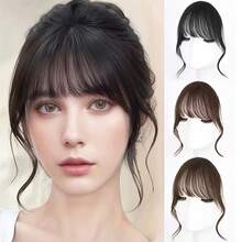 Peluca con flequillo rizado para mujer, de aspecto natural y cómoda de llevar, se ajusta perfectamente a la frente, hecha de cabello sintético de alta calidad, con flequillo estilo francés, perfecta para festivales de música, fiestas de Navidad y otras ocasiones. Accesorios para el cabello, elegantes pinzas de garra, accesorios para el cabello de invierno