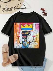 S T-Shirts Jean-Michel Basquiat Art King England Samo T-Shirt For Womengraphic Tees Men Shirts Streetwear White Shirt Black Shirt - Black - View 1