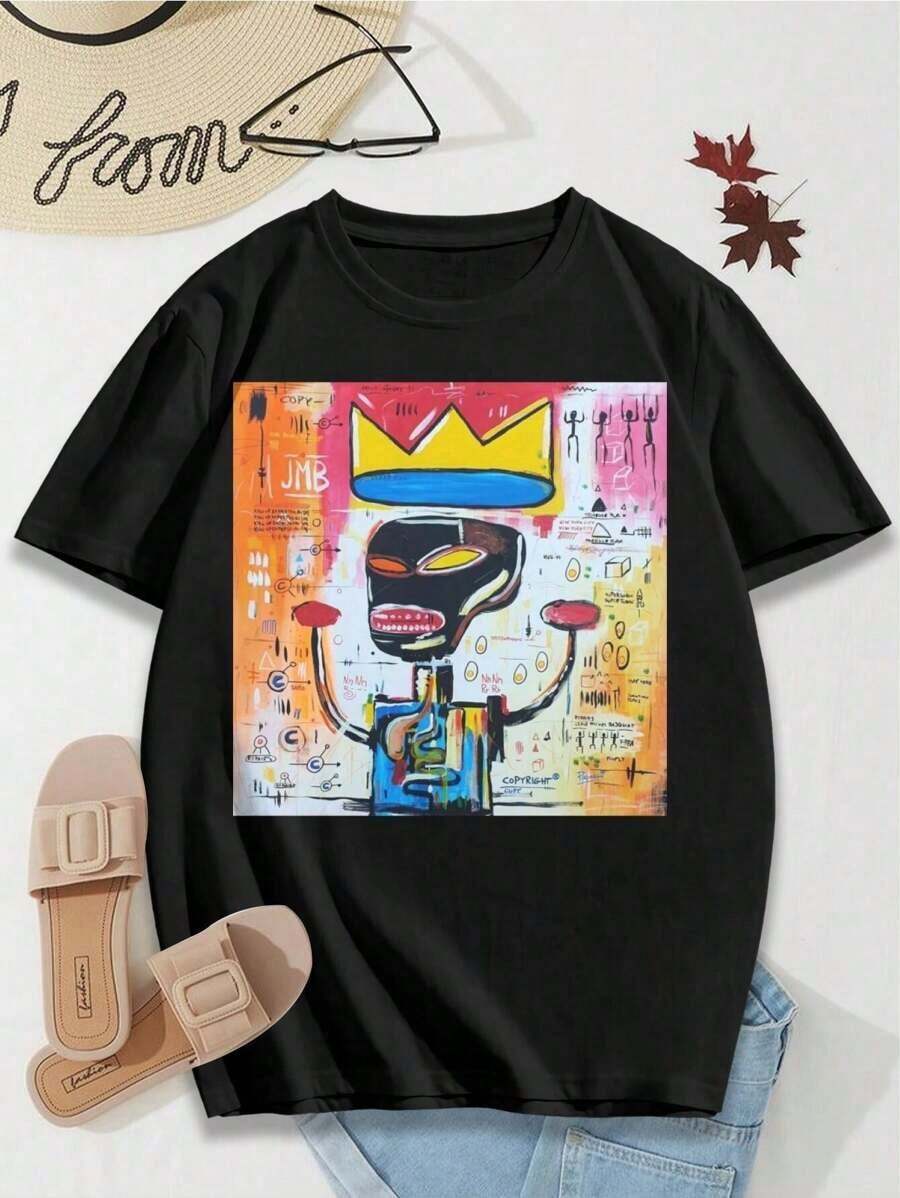 S T-Shirts Jean-Michel Basquiat Art King England Samo T-Shirt For Womengraphic Tees Men Shirts Streetwear White Shirt Black Shirt - Black - View 1