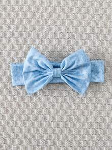 3件套女婴翻领仿口袋上衣、卡通动物印花裤子+头带 - 藍白色 - 查看 3