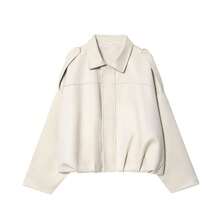 DEEKA Casual Versatile Suede-Like Bomber Jacket For Women, Spring/Autumn - Beige - View 1