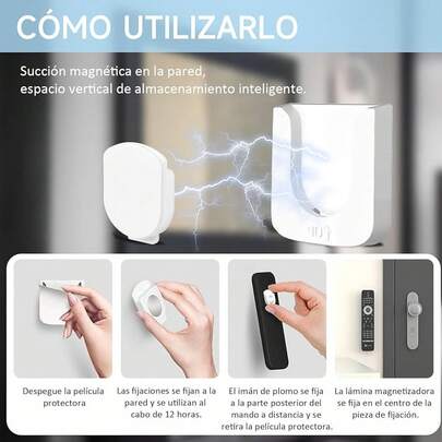 QianMu 6 Piezas Soporte Magnéticos para Organizador de Control Remoto, Soporteíble Autoadhesivo para Montaje Pared, porta Controles Tv, porta Router, Controles, Objetos Pequeños (Negro)