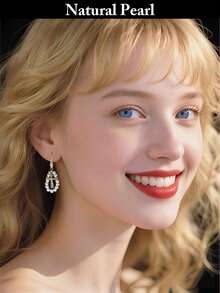 1 Paar modische Perlenohrringe, natürliche weiße Perlohrringe, Alltagstragen & Geschenkbox für Frauen