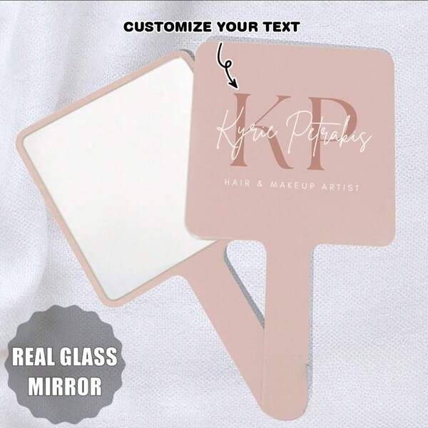 1 Business Logo Handheld Mirror | Real Mirror | Personalized Mirror | Business Decoration | Beauty Eyebrow Mirror | Makeup Mirror | UV Printing