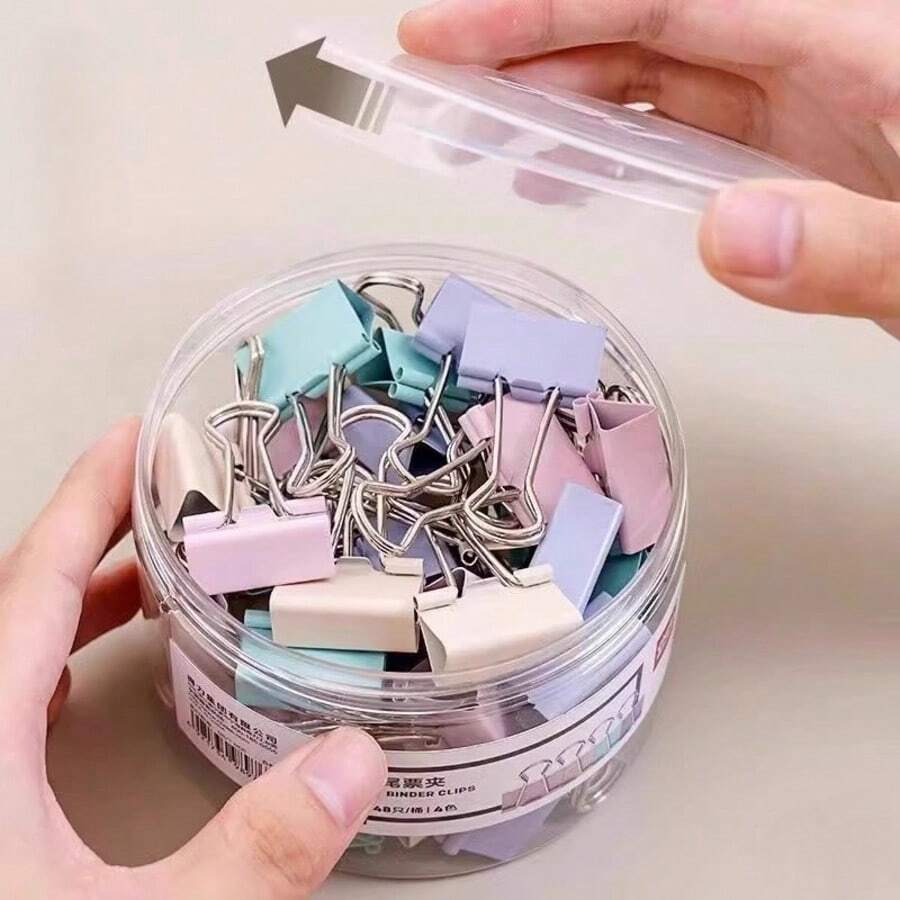 1 Box Assorted Color Small/Medium/Large Paper Clips, Multipurpose Office Supplies, School & Home Use, Decorative Stationery, Diary Accessories, Office Desk Decor - Random - View 1