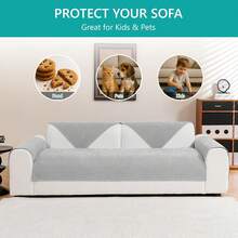 Waterproof Sofa Cover Chenille Sofa Cover, Scratch-Resistant Dog Cat Sofa Protector, Non-Slip Sofa Cover Couch Cover Seater For U Shape L Shape Sectional Sofa - Light Grey - View 3