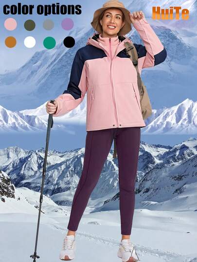 Women's Outdoor 3-In-1 Thermal Lined Windbreaker, Warm And Windproof For Hiking, Camping, Travel, Unisex Design