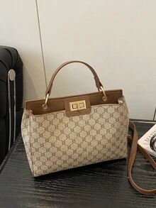 Fashionable Vintage-Style Women's Tote Bag, Custom Scratch-Resistant Material, Holiday Gift, Large Capacity For Daily Travel And Shopping, Can Be Carried On One Shoulder And Hand