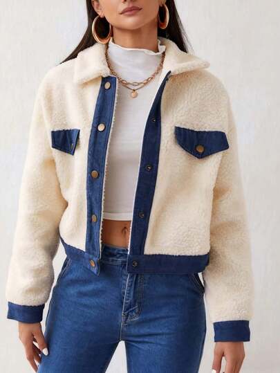 Women's Winter Jacket, Knitted Patchwork Fashion, Suitable For Outdoor Winter Wear