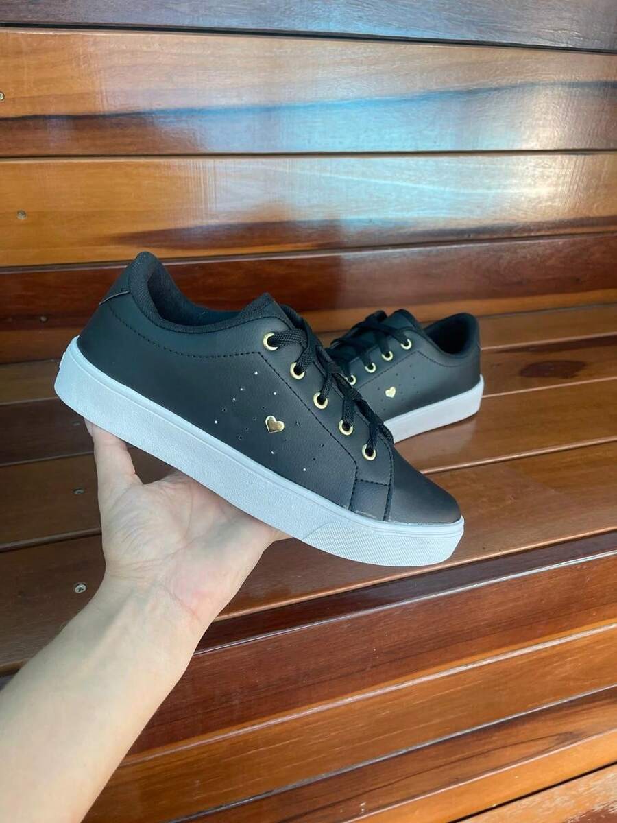 Women's Heart-Shaped Tennis Shoes - Comfortable - Immediate Shipping - màu đen - Xem 1