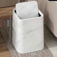 2025 New Marble Trash Can, Household Use For Living Room, Bathroom, Kitchen, Bedroom, Flip Cover Toilet Paper Holder, Hotel & Homestay, Luxury High Capacity Waste Bin - Multicolor - View 9